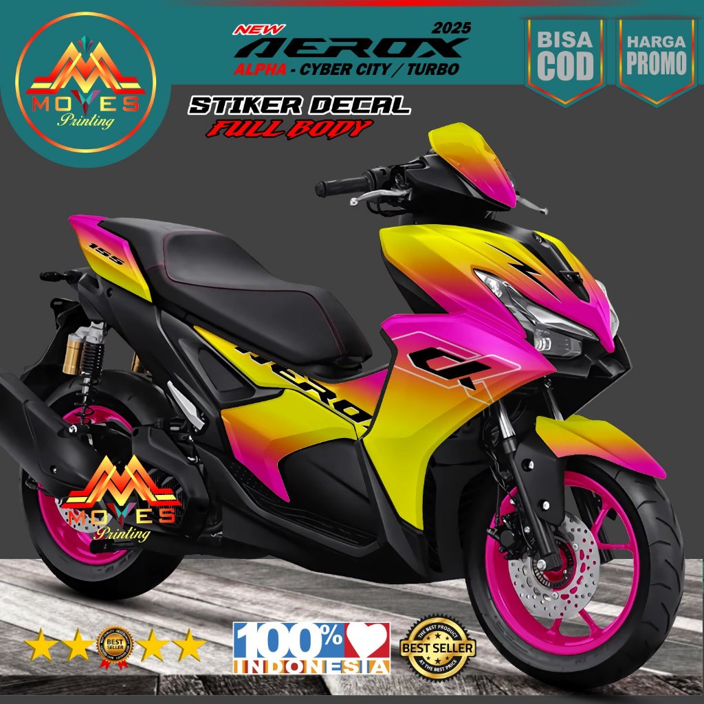 Decal full body new Aerox 155 alpha turbo 2025 full body warna bunglon pink Stiker Aerox Alpha CX