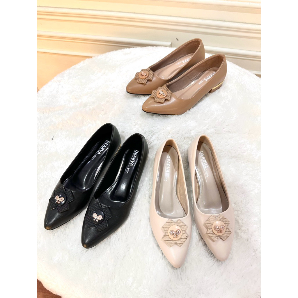 sepatu wanita Louisdear 315 heels tapak tahu 3 cm bahan Dove