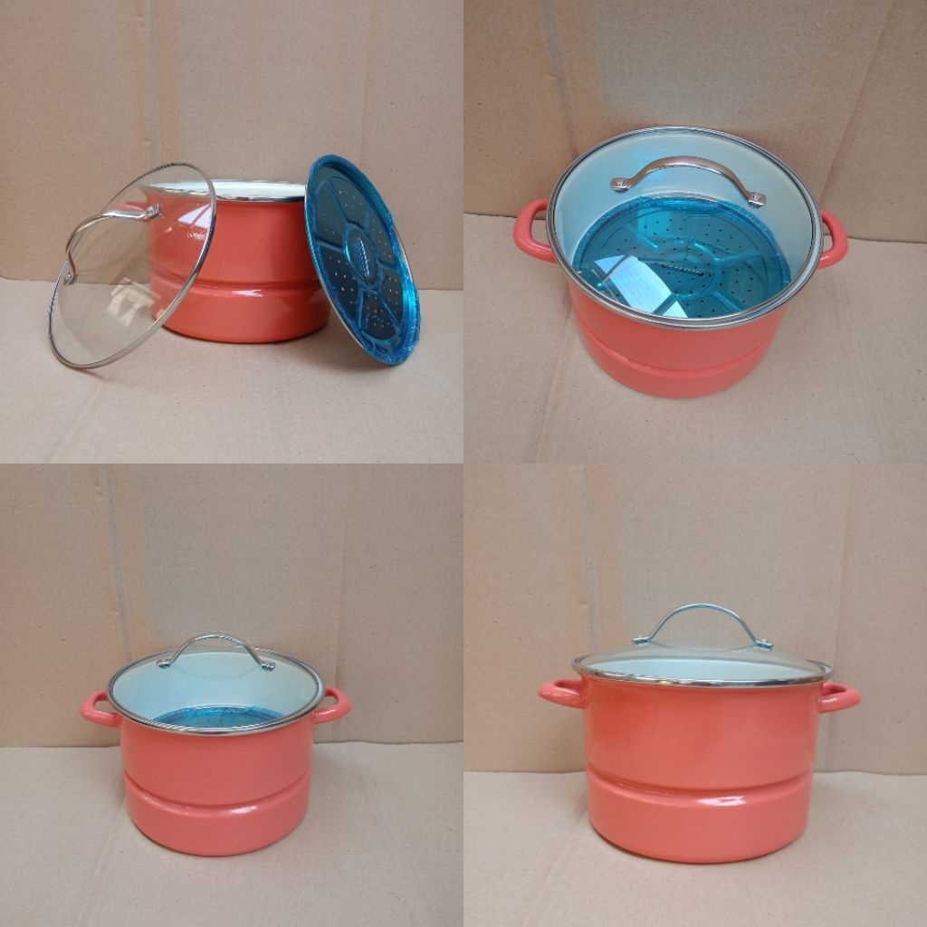 Panci kukusan ukuran 22 bahan enamel