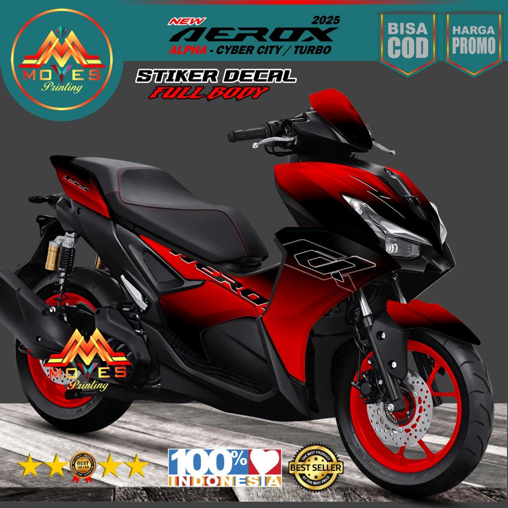Decal Stiker Full Body Aerox 155 Alpha 2025 Gradasi warna hitam