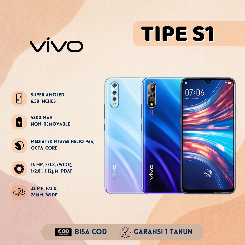HP VIVO S1 RAM 8/256GB Garansi Toko 1 Tahun