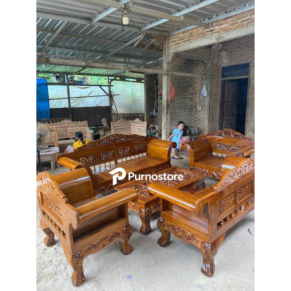 KURSI TAMU JATI UKIRAN KAKI MACAN | Kursi Tamu Ukir Jepara |