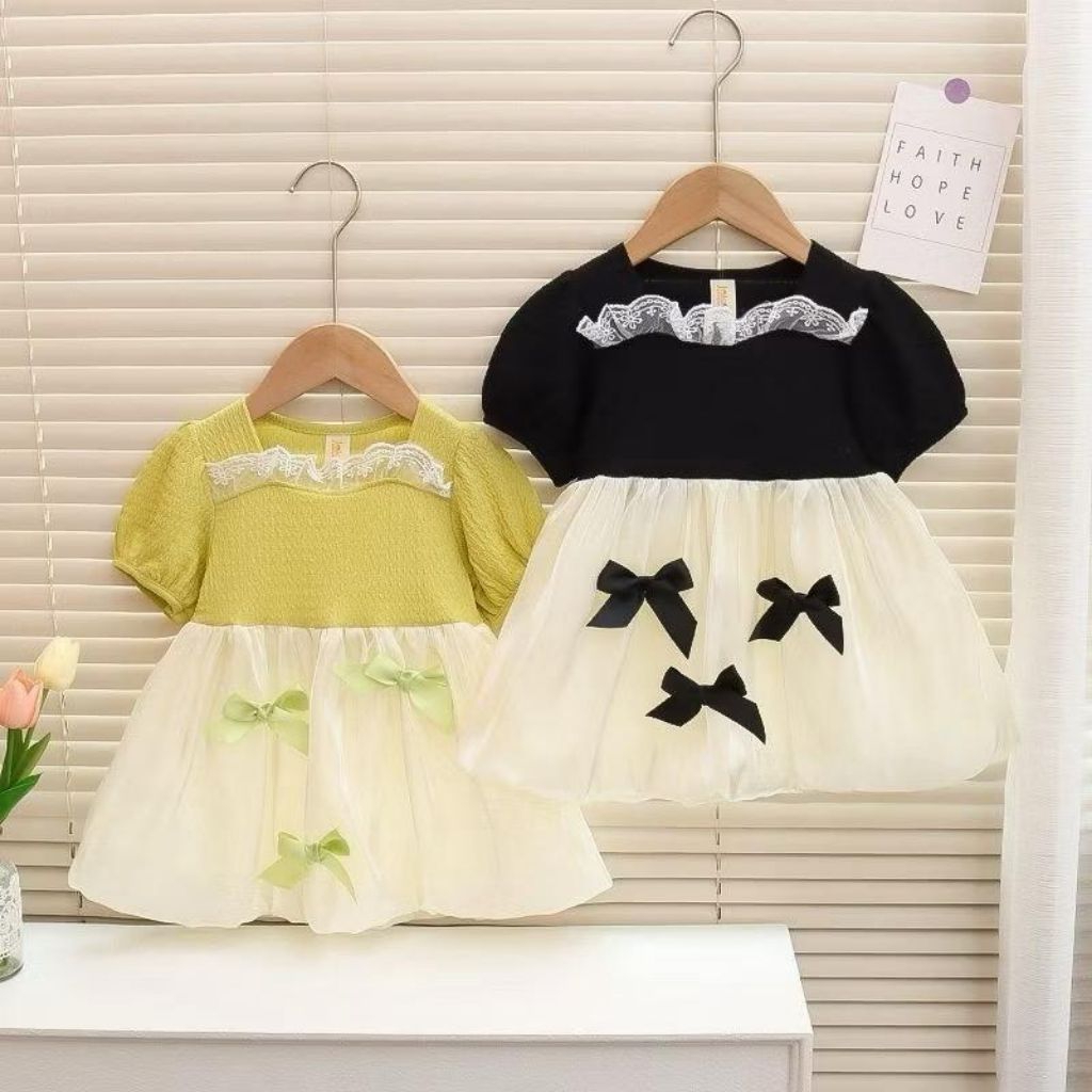DRES LENGAN PENDEK CANTIK ANAK PEREMPUAN IMPORT MODEL BALON / baju bayi 3 BLN - 4 th