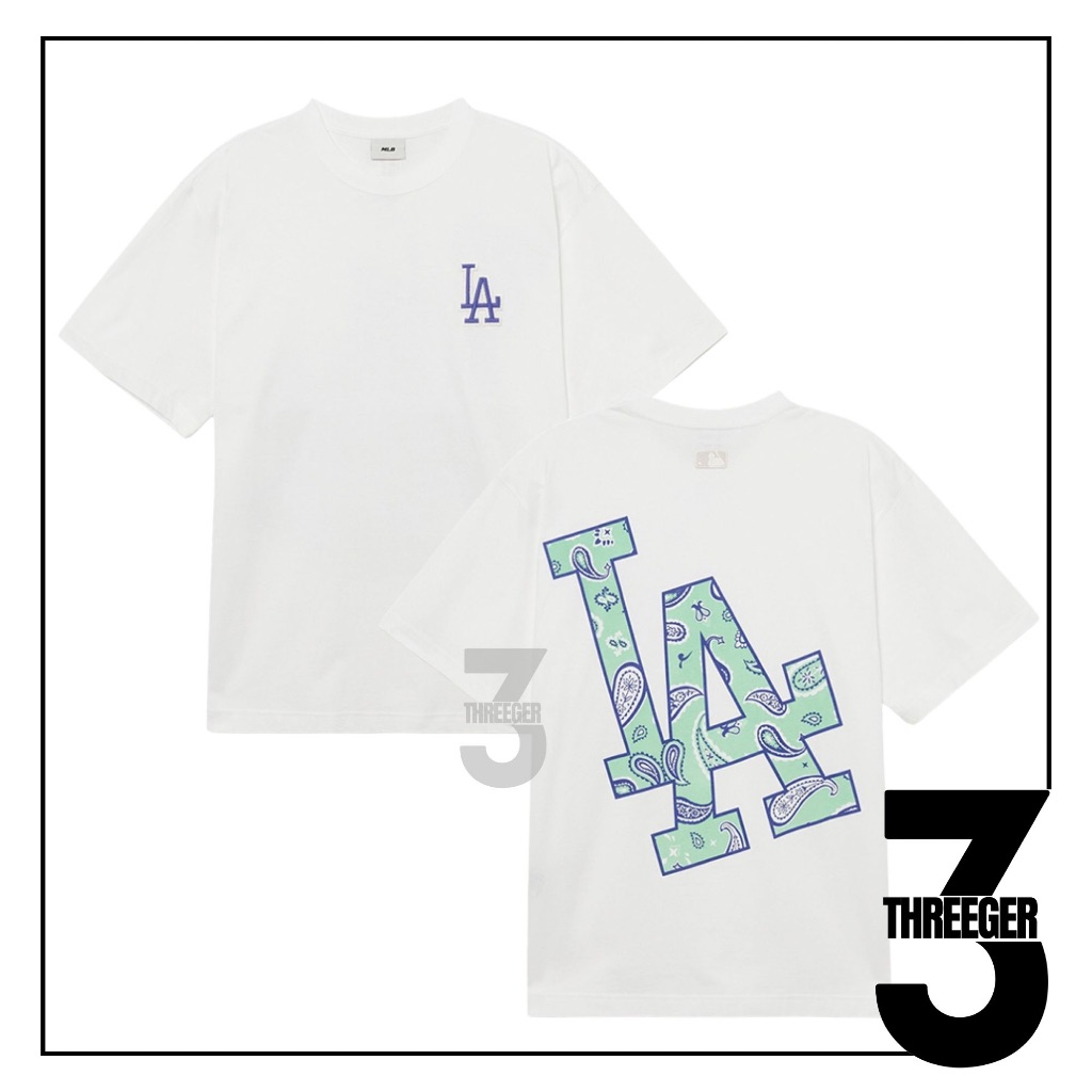 MLB LA Dodgers Paisley Logo Tee White Original / Kaos MLB Authentic
