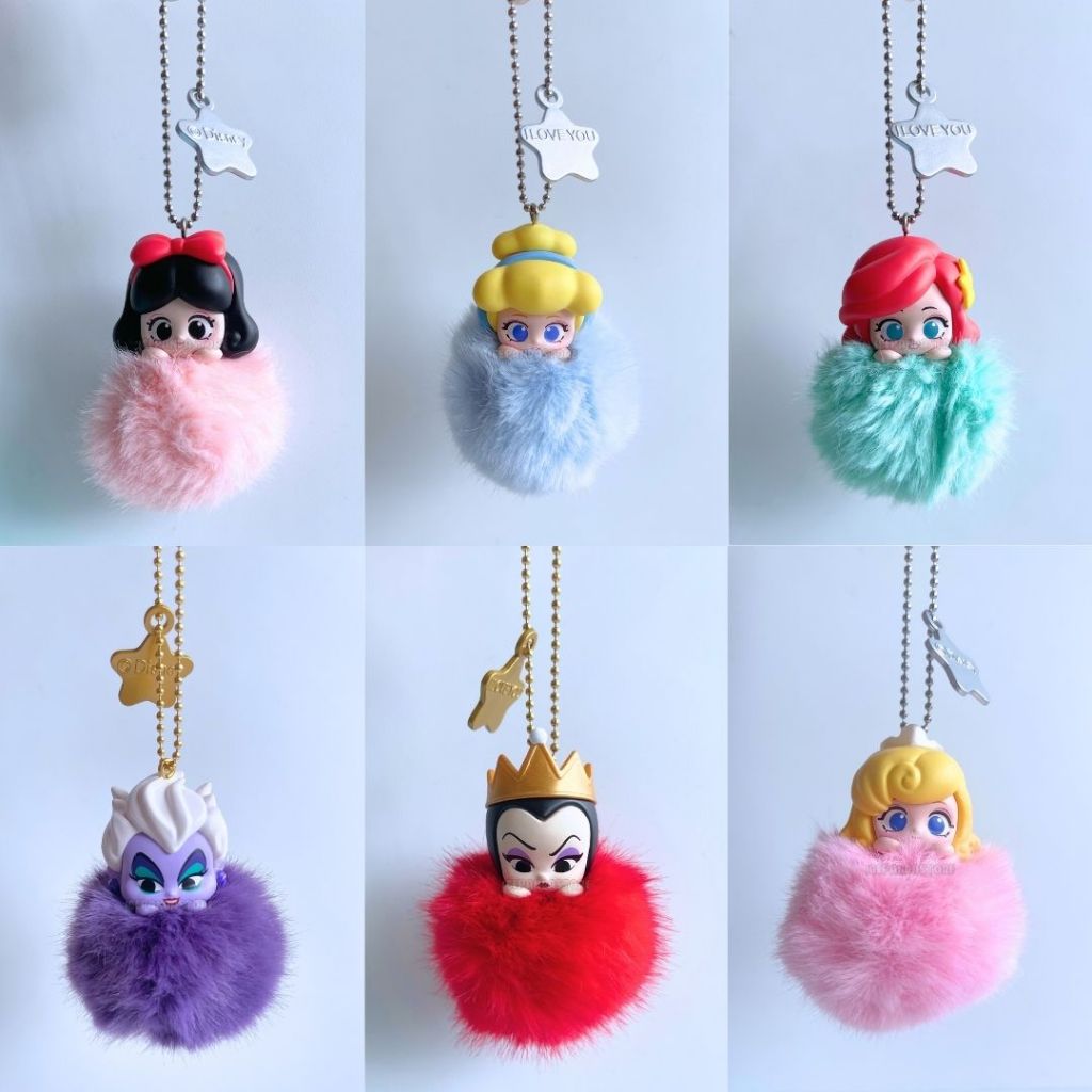 Disney Princess & Villain Fantasy Plush Ball Keychain - Bag Charm