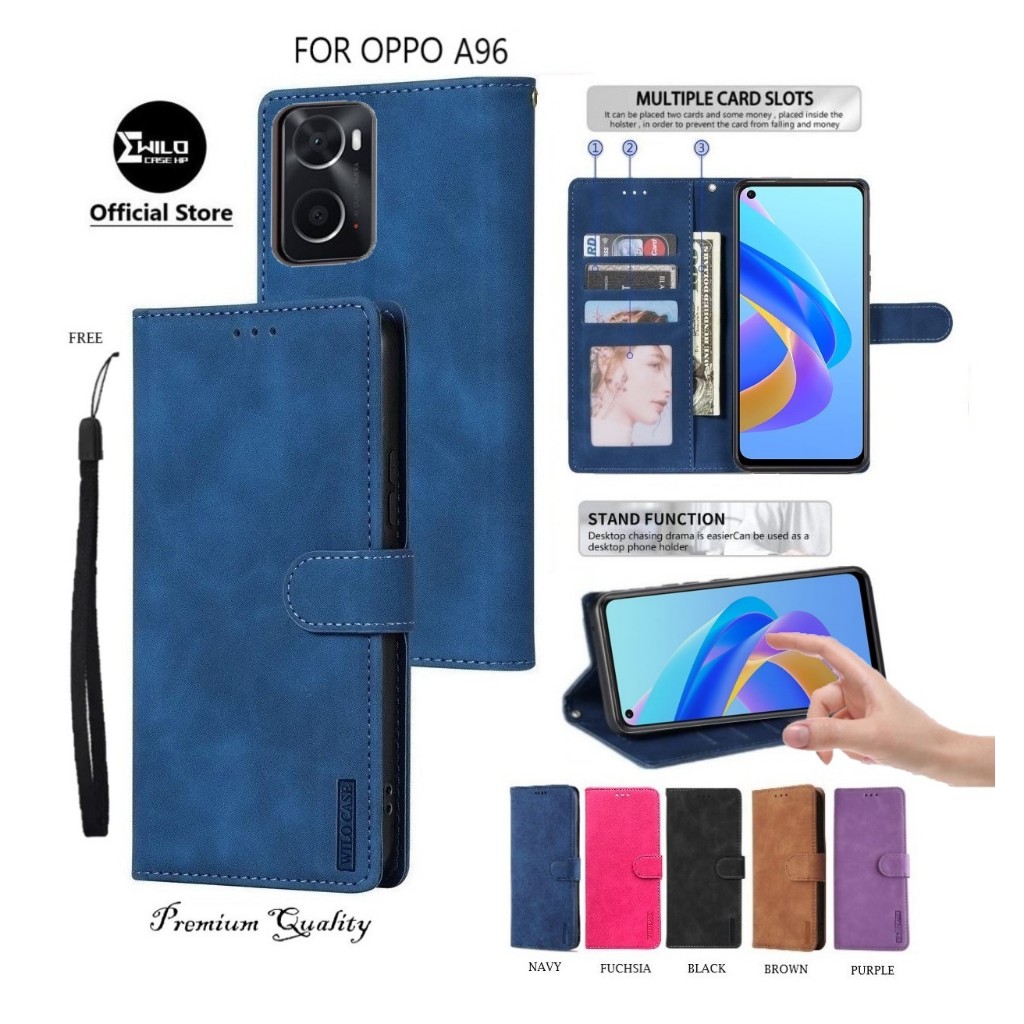 Oppo A96 (6.59 Inch)Case Wallet Kulit Casing Dompet Case Wallet Leather Flip Case Oppo A96 Casing hp