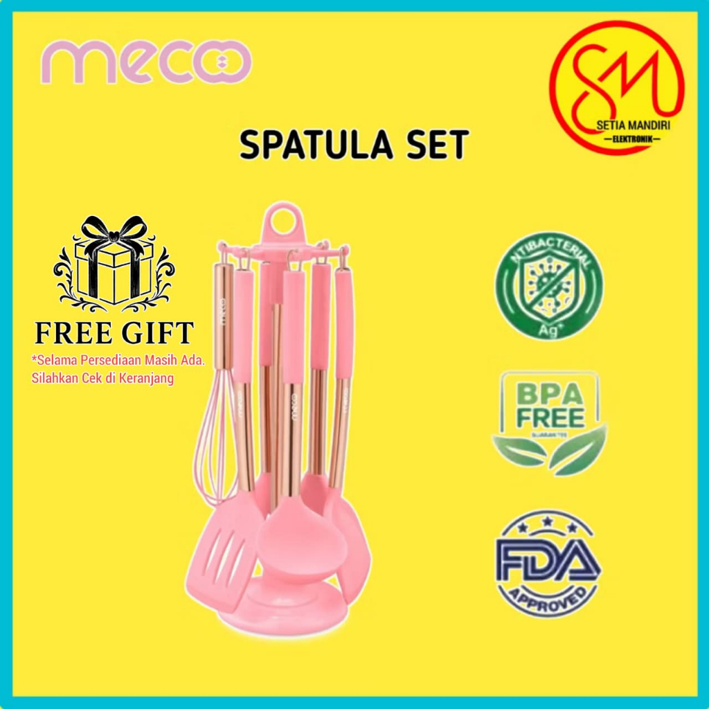 MECOO Most Aesthetic 6 in 1 Spatula Set 7 Pcs Premium Silicone