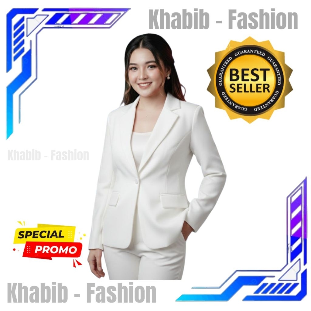 JAS FORMAL / JAS RESMI / JAS ALMAMATER / JAS WISUDA / JAS BLAZER WANITA WARNA PUTIH POLOS