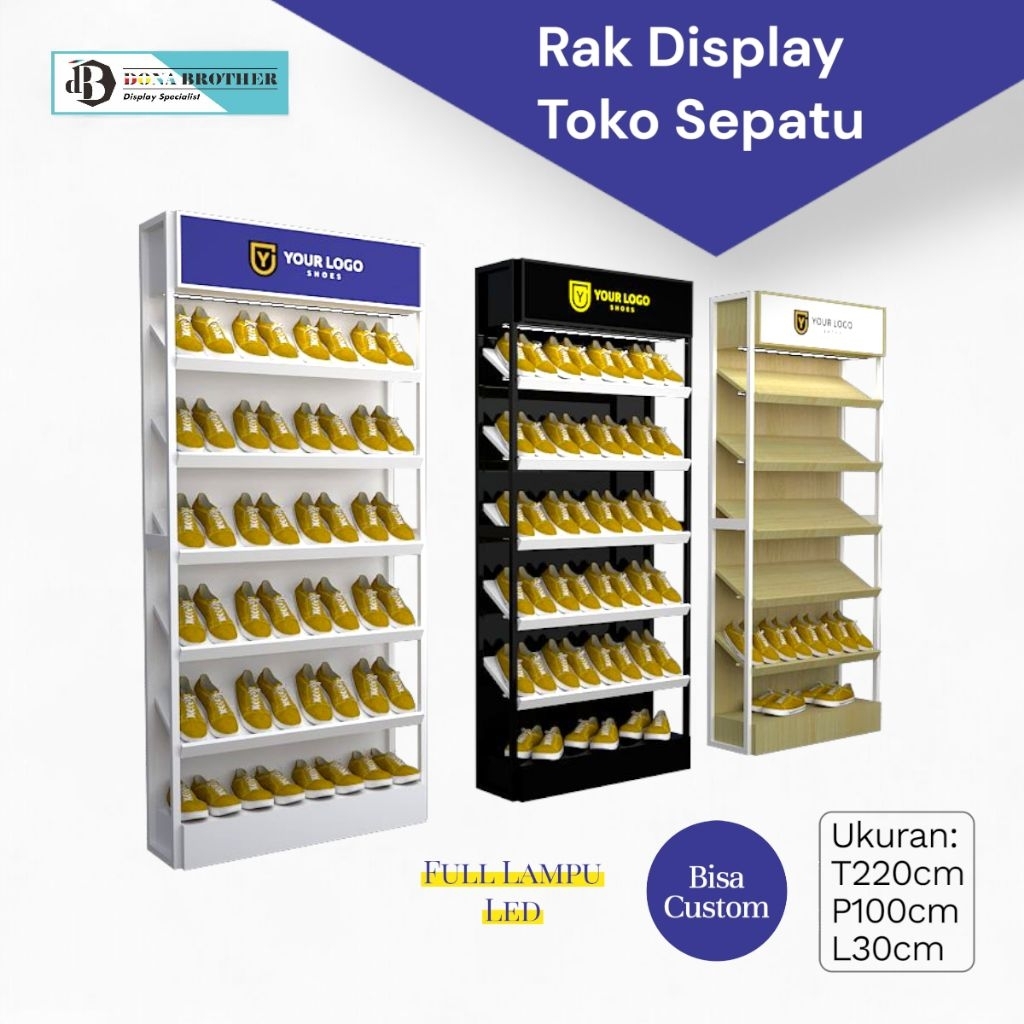 rak display toko sepatu bisa custom