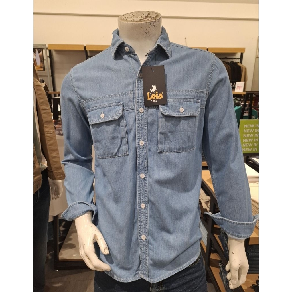 kemeja denim lois 100% Original Slim Fit