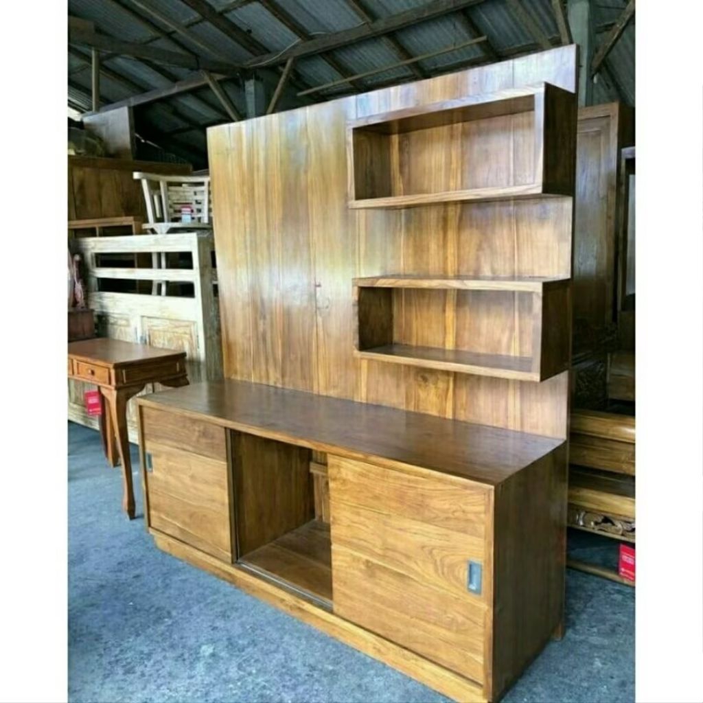 bufet partisi jati/bufet tv partisi jati/bufet penyekat ruangan kayu jati