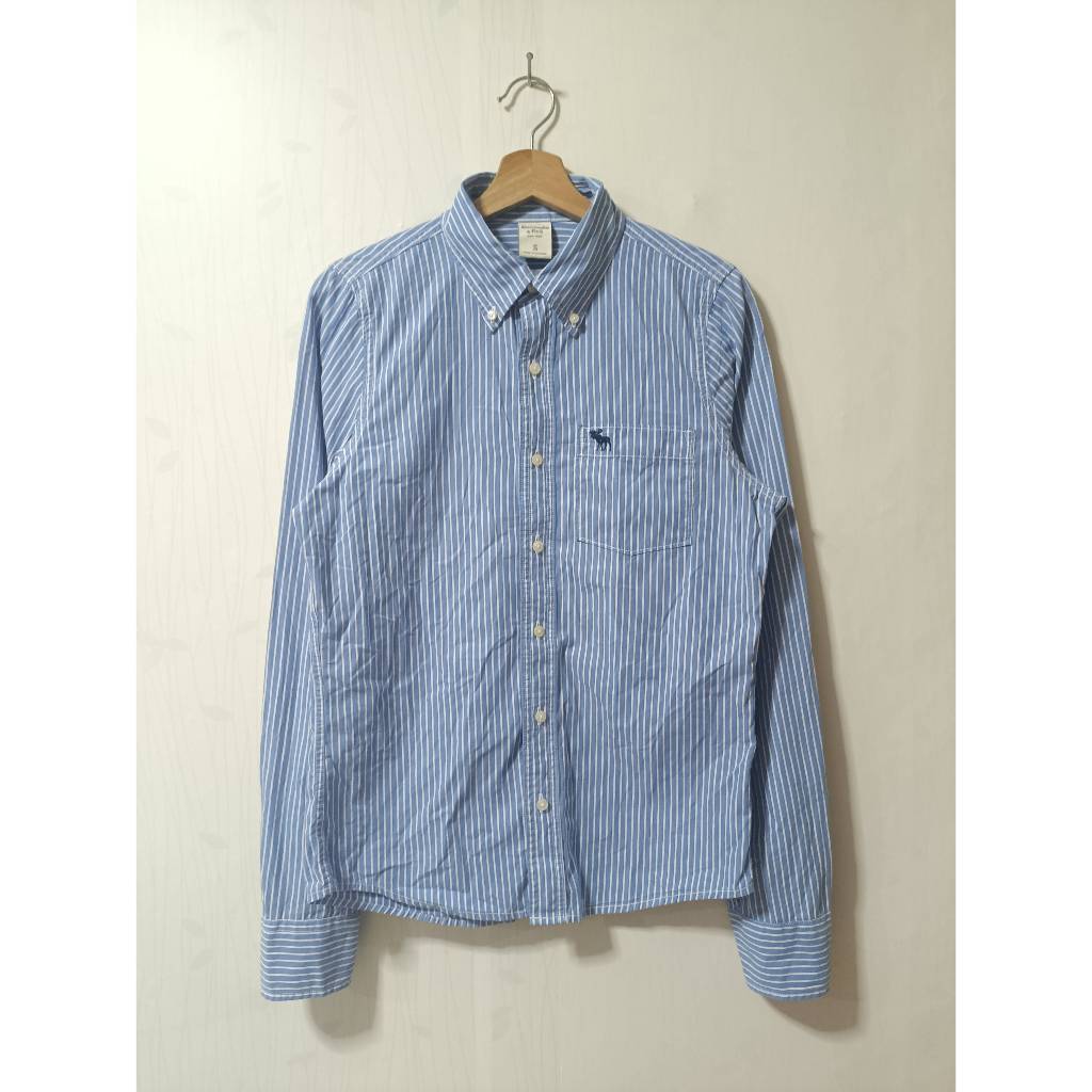 KEMEJA LENGAN PANJANG BY ABERCROMBIE & FITCH STRIPE SECOND ORIGINAL