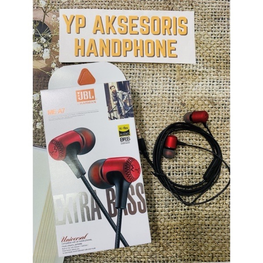 Earphone - Handsfree - Headset JBL ME-A7 EXTRA BASS Jack Aux 3.5mm HF UNIVERSAL with Mic MEA7