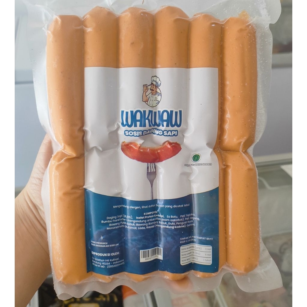 Wakwaw Sosis Sapi Jumbo Mini isi 12 | sosis sapi jumbo | sosis Wakwaw | MQ Frozen Food