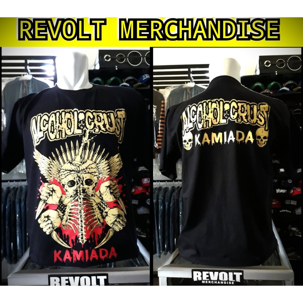kaos band alcoholcrust (kami ada), t-shirt alcoholcrust, kaos band punk, kaos punk, revolt merchandi
