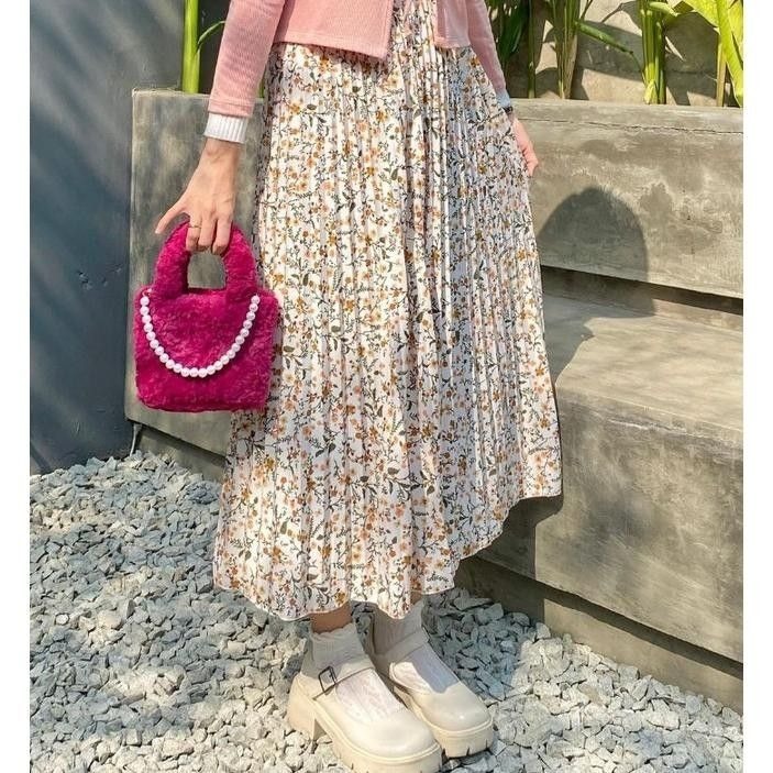 ROK MOTIF BUNGA| ROK PLISKET MOTIF BUNGA VIRAL