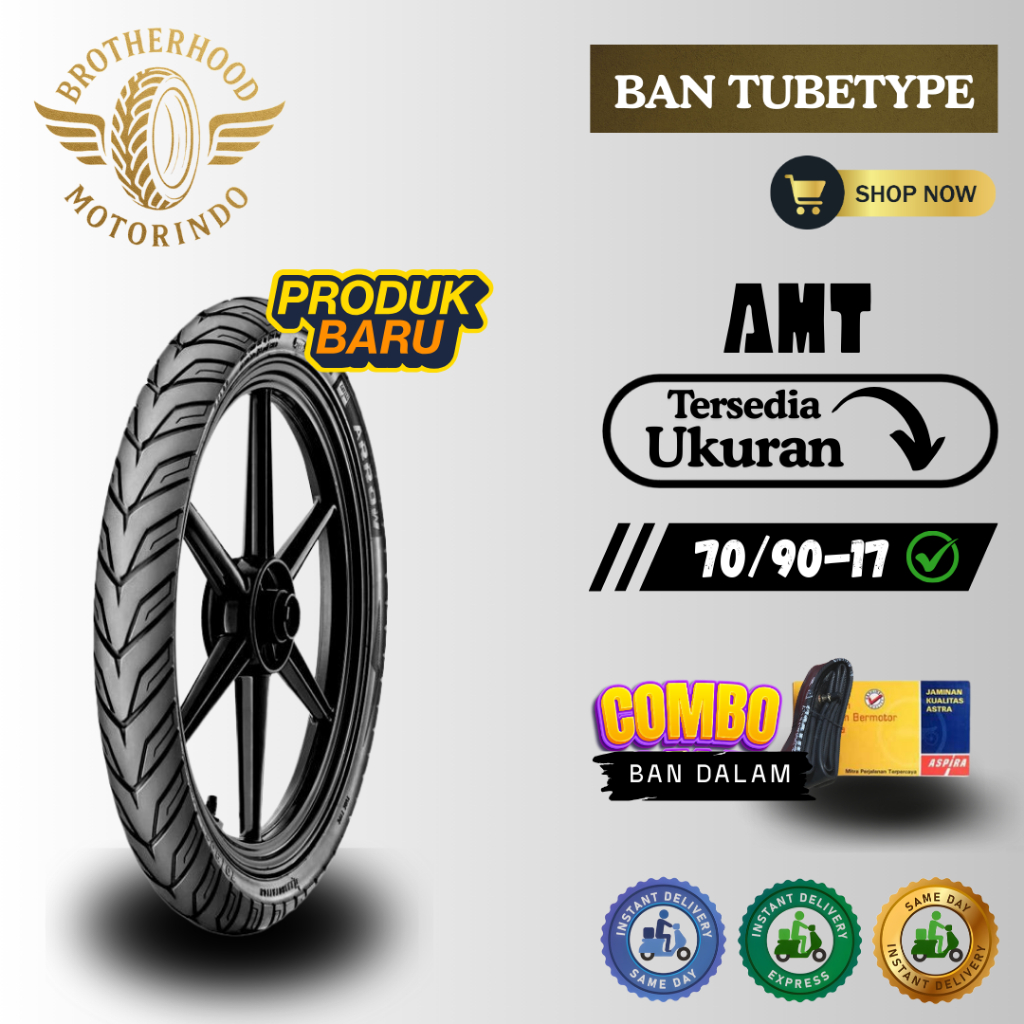 BAN ASPIRA TUBETYPE ARROW (70/90-17) BAN LUAR ASPIRA RING 17 / BAN TUBETYPE RING 17/ BAN NO TUBBLES 