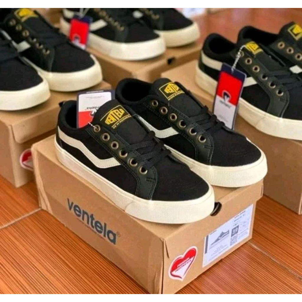 New Shoes Sepatu Vantela Public Low Black White Natural