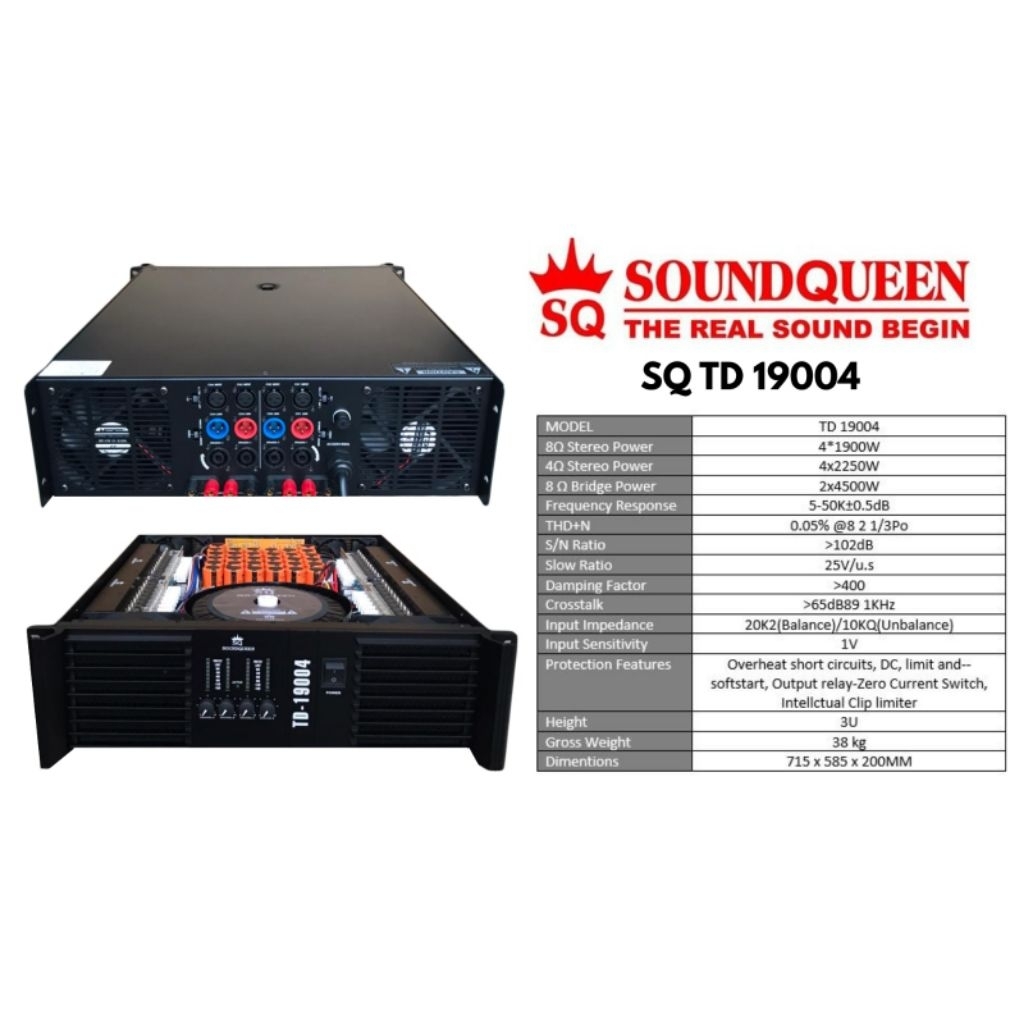 power amplifier soundqueen TD19004 power SQ td19004 power 4 channel