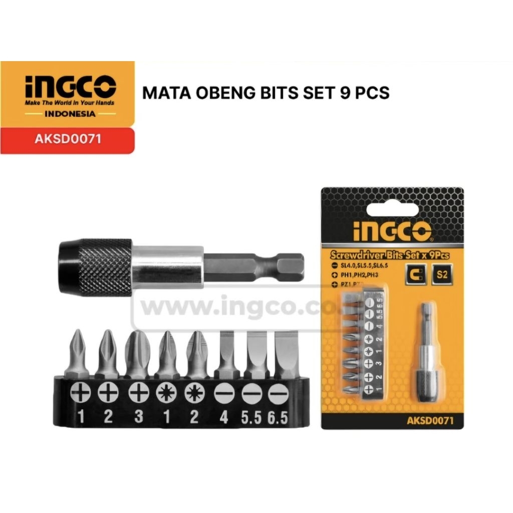 MATA OBENG BITS SET 9 PCS INGCO