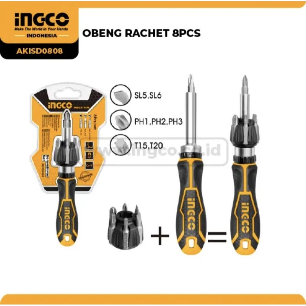 OBENG RACHET 8PCS INGCO