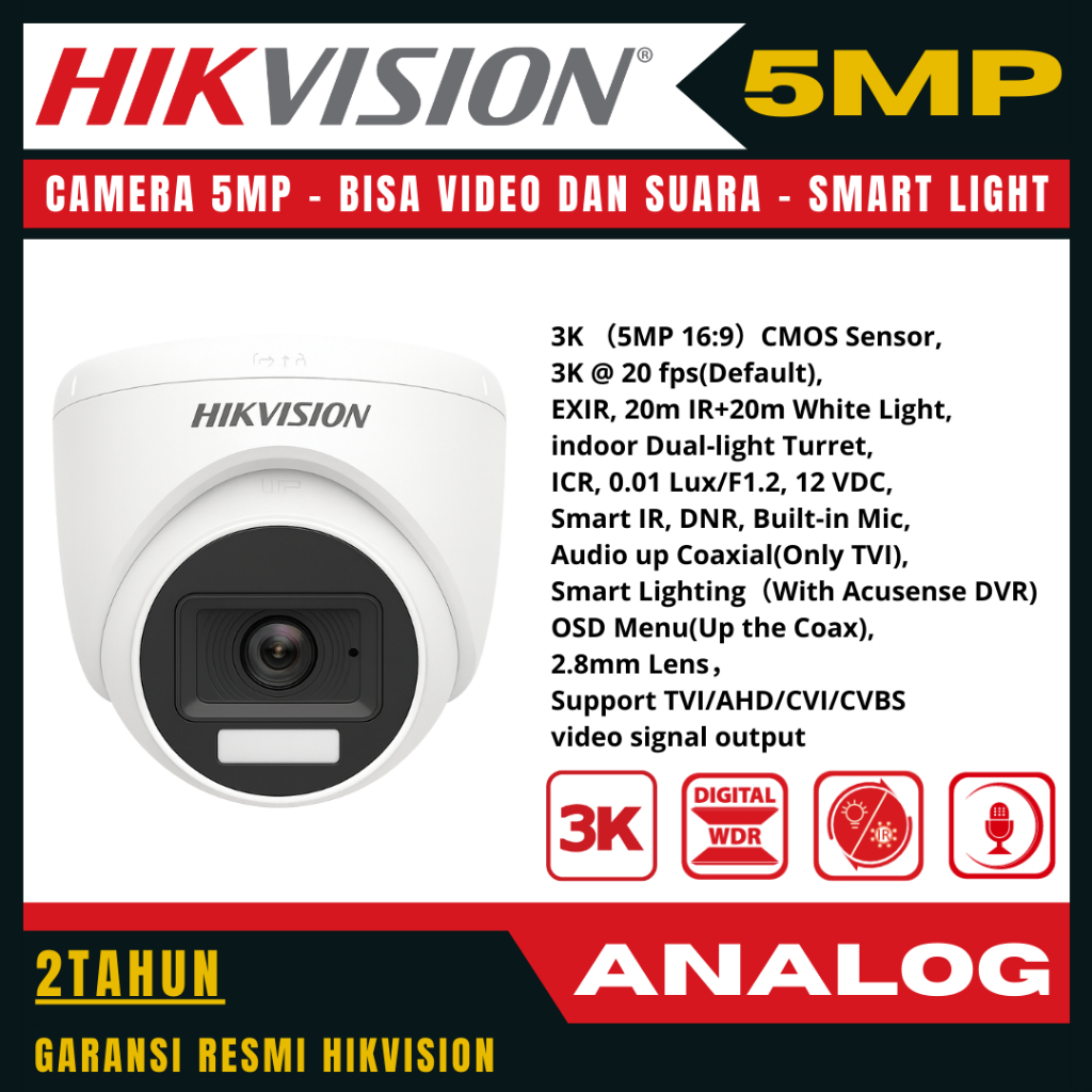 Hikvision 5mp audio kamera cctv camera indoor
