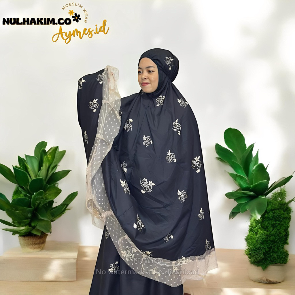 Mukena Dewasa Katun Motip Almira | Mukenah Dewasa jumbo Terbaru