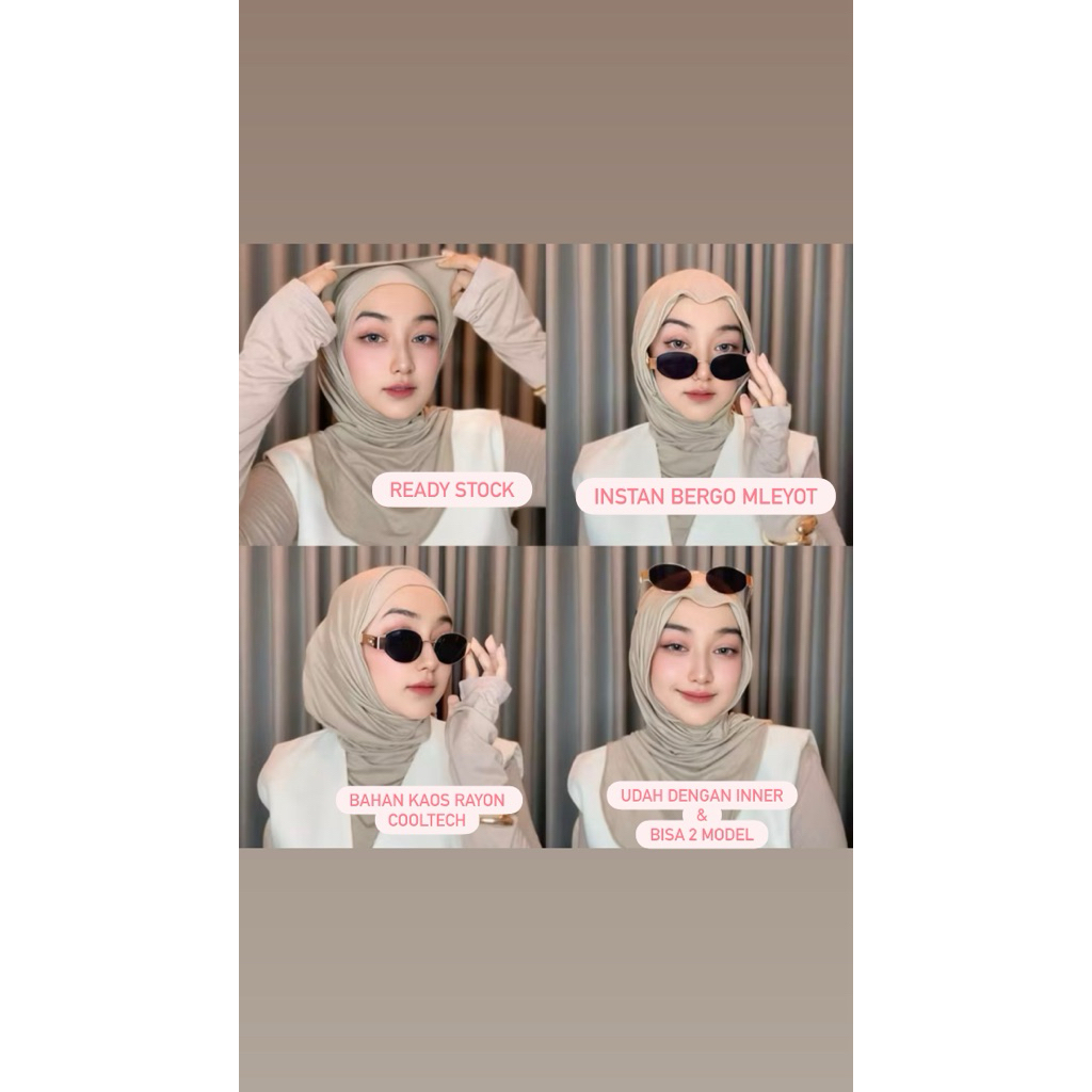 INSTAN BERGO PASHMINA MLEYOT, BERGO INSTAN MLEYOT 2in1