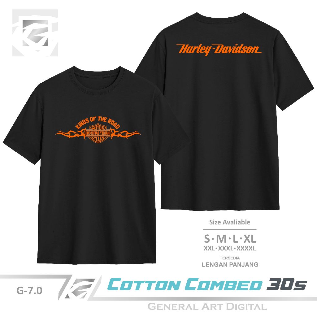 Baju Kaos Distro Harley Davidson T-Shirt Pria Wanita Kaos Harley Logo Original