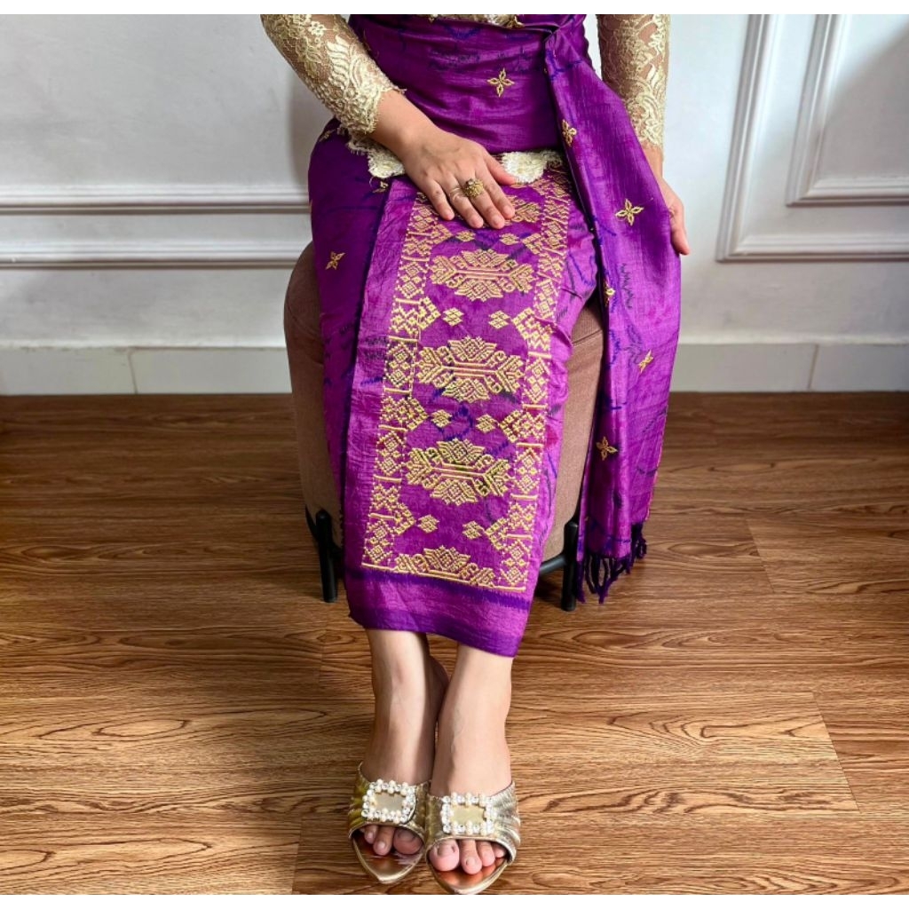 kain tenun endek alam lasem tumpal set selendang songket bordir bintang emas // kamen endek bali