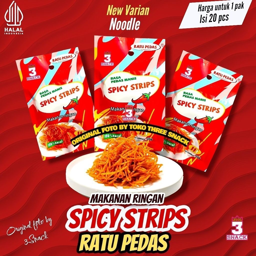 Spicy Strips Latiao 20 Bungkus @20gr NOODLE Ratu Pedas Sanck Cemilan