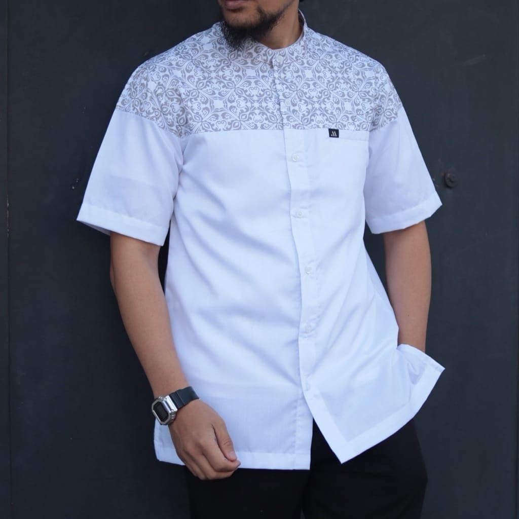 Kemeja lengan pendek komninasi batik/kemko agam
