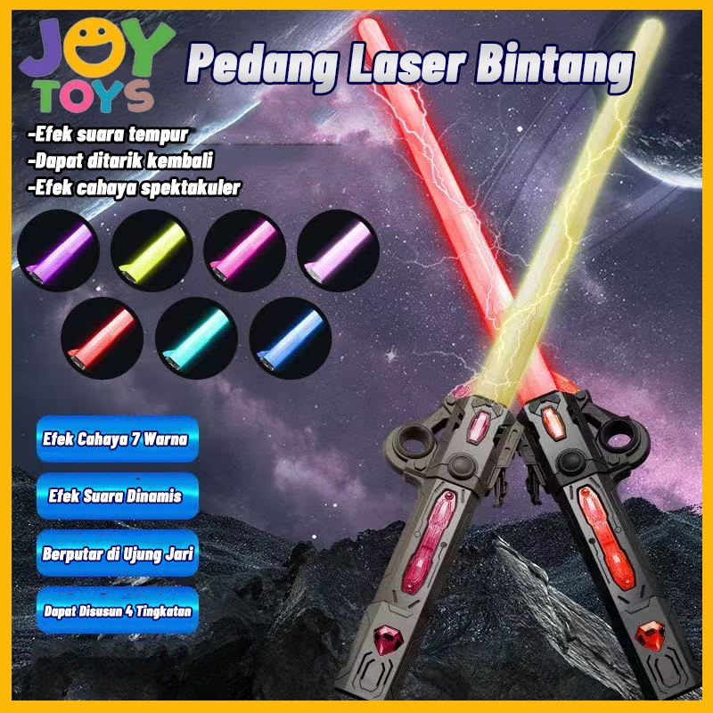 JOY Mainan Pedang Pedangan LightSaber Anak 2 in 1 Laser LED Lampu Suara Light Sword Connector