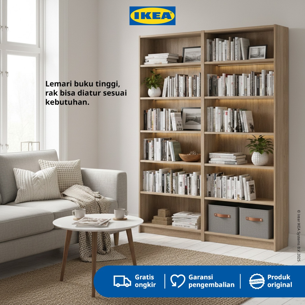 IKEA BILLY Kombinasi Rak Buku Minimalis Efek Kayu Oak Berkualitas 160x28x202cm