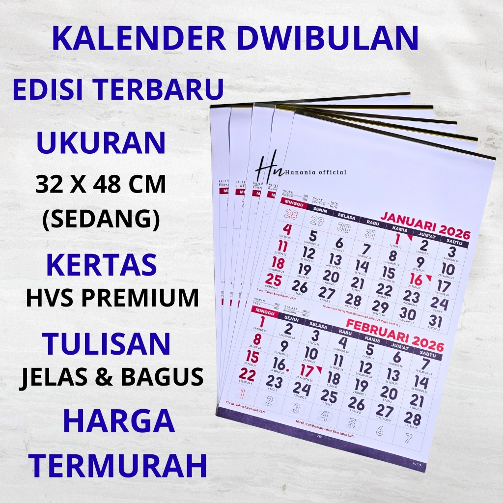 KALENDER DWIBULAN 2 BULANAN AO TERBARU 2026/ KALENDER 2 BULANAN MURAH