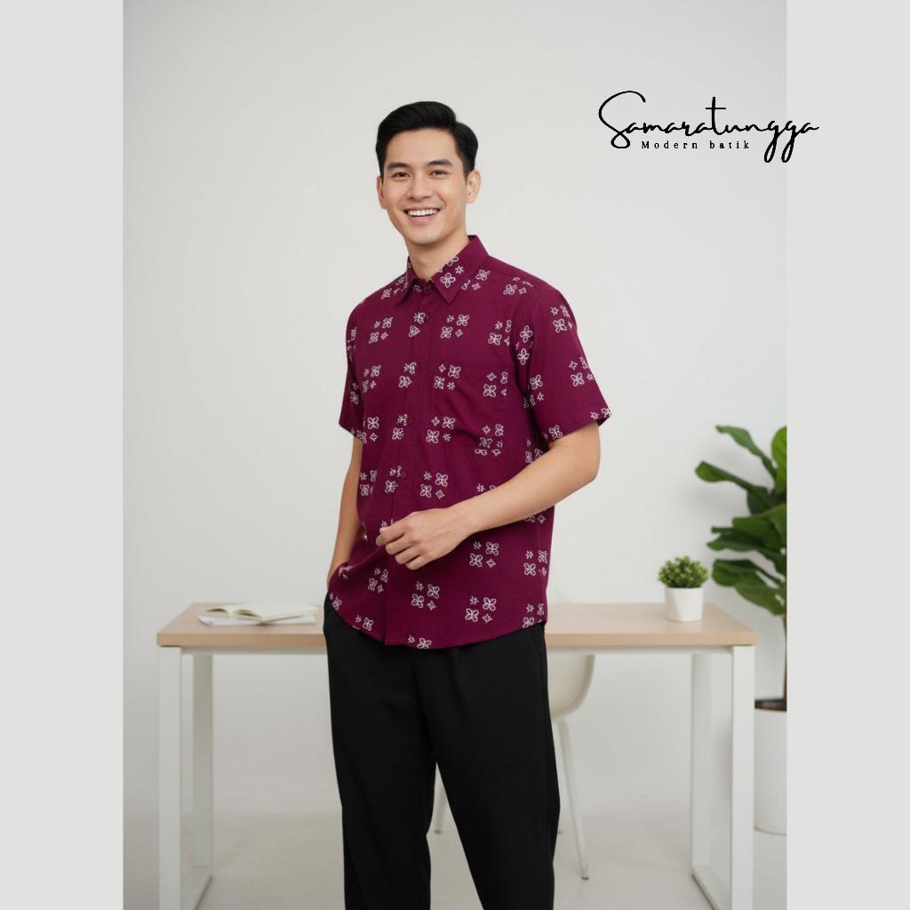 Tatakrama - Kemeja Batik Pria Lengan Pendek Motif Cakra Damakara