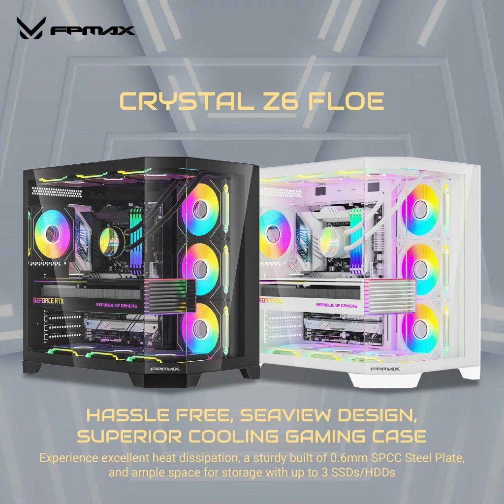 Casing FPMAX Crystal Z6 Floe M-ATX Include 4 Fan