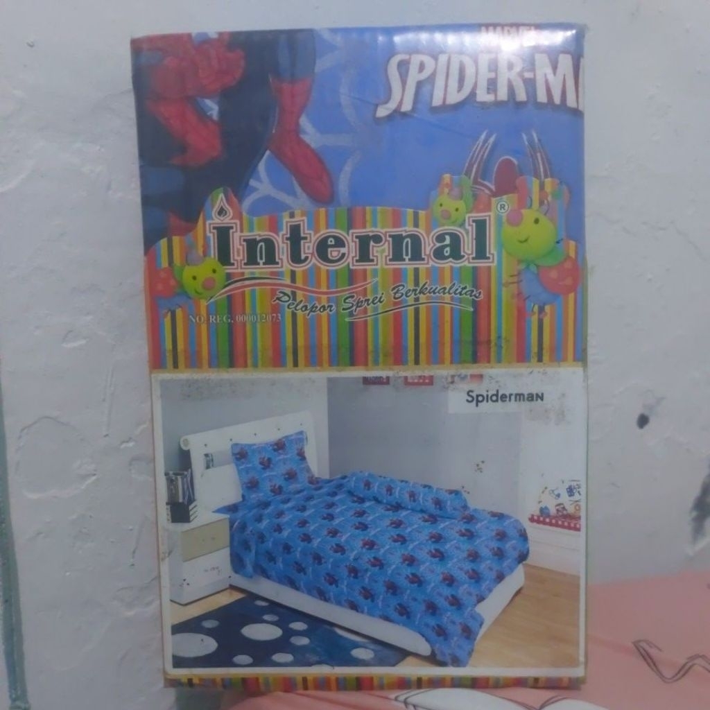 sprei internal single flat 120x 200x 20 spiderman