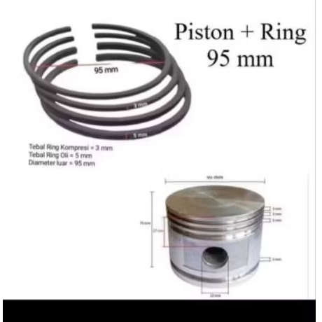 Paket  Piston + Ring Piston Kompresor Ukuran 95 mm