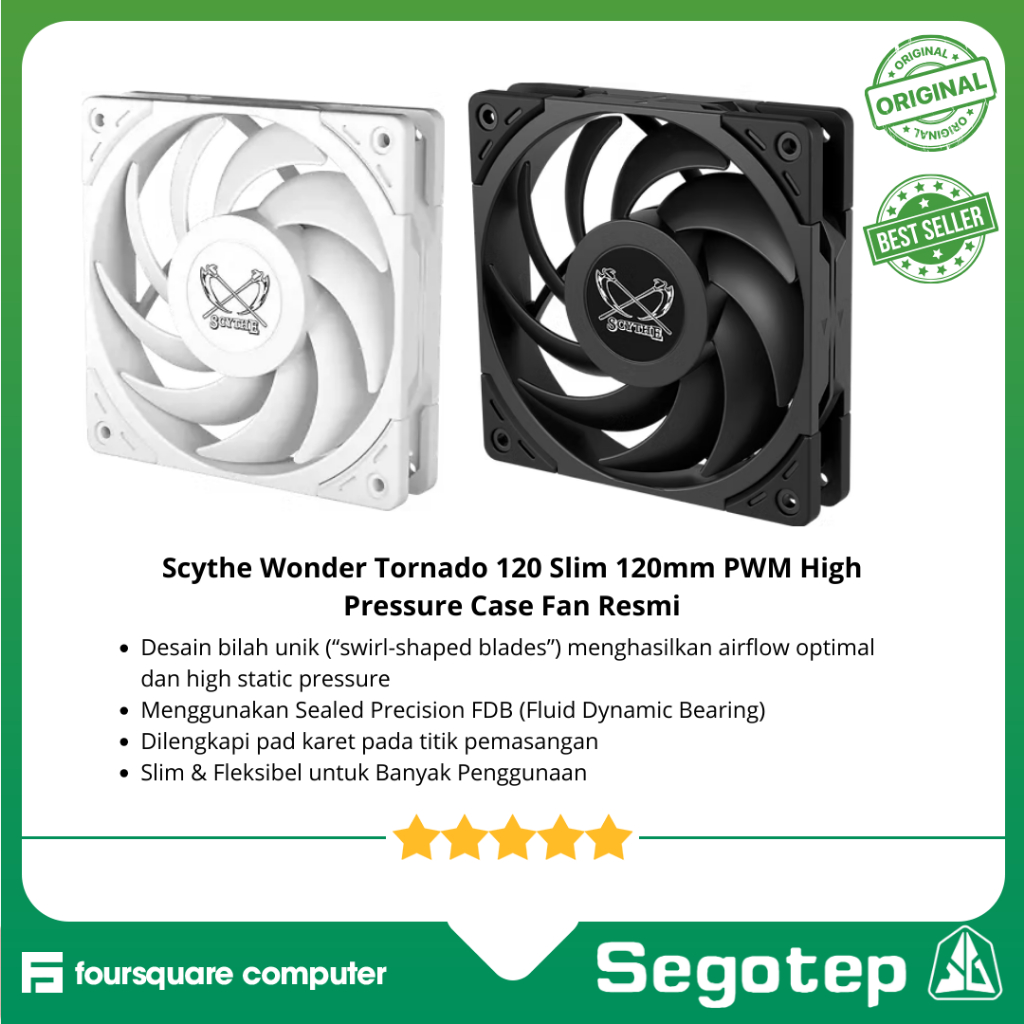 Scythe Wonder Tornado 120 Slim 120mm PWM High Pressure Case Fan Resmi