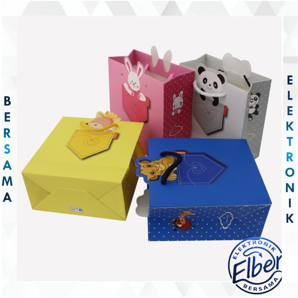 ELBER Paper Bag Karakter Lucu Anak-anak Hewan Tas Kemasan Tas Pakaian Toko, Tas Kemasan Lintas Batas