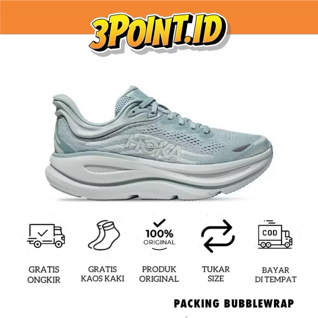 SEPATU RUNNING WOMEN HOKA ONE BONDI 9 DRUZY DROPLET ORIGINAL
