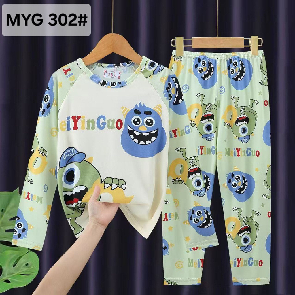 Baju Tidur Anak Import Karakter Monster / Baju tidur Anak lengan Panjang / Baju Kaos Anak Import