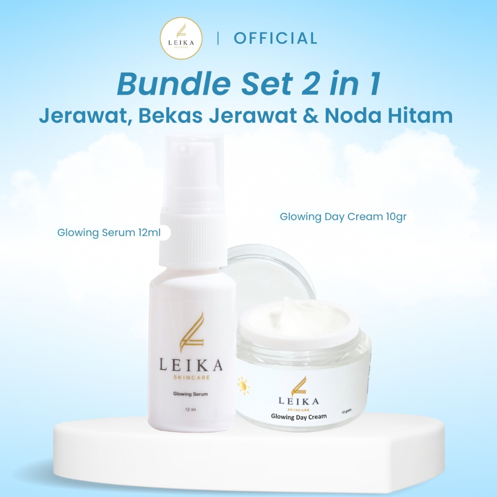 Leika Skincare 2 in 1 Glowing Day Cream & Glowing Serum Leika Skin Care Resmi BPOM