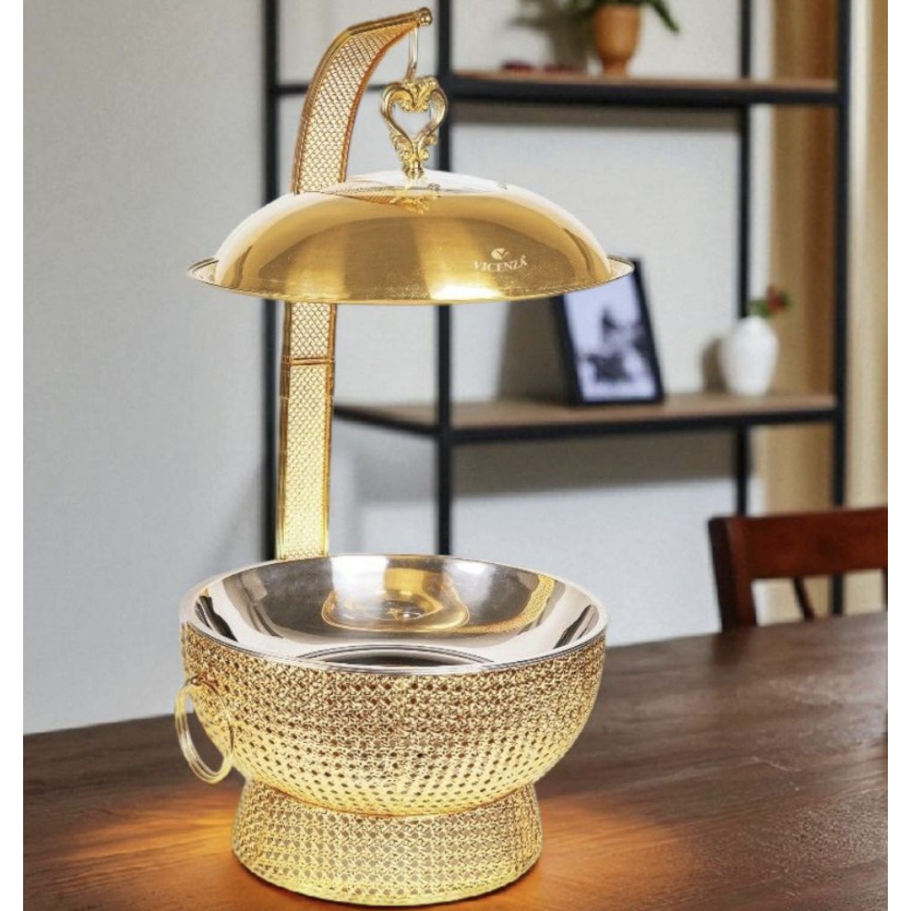 Chafing Dish VICENZA vol 8L tipe NORA VCF091, penghangat makanan VICENZA tinggi 74 cm, penghantar pa