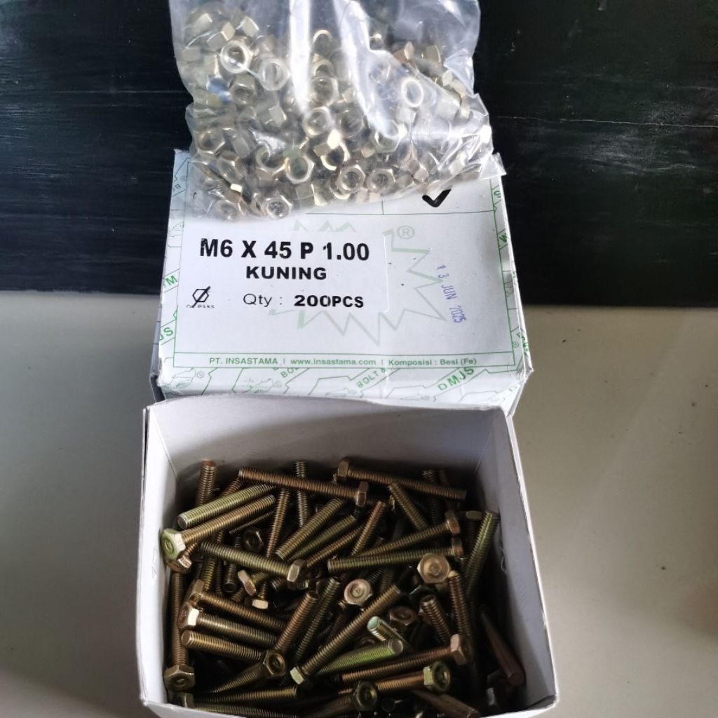 baut mur m6x45 1 dus isi 200pcs
