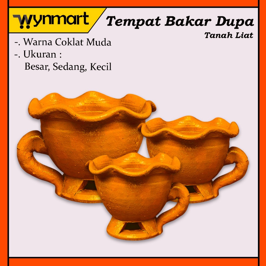Tempat Bakar Dupa / Dupa Kerucut / Dupa Kemenyan Bahan Tanah Liat Warna Coklat Muda