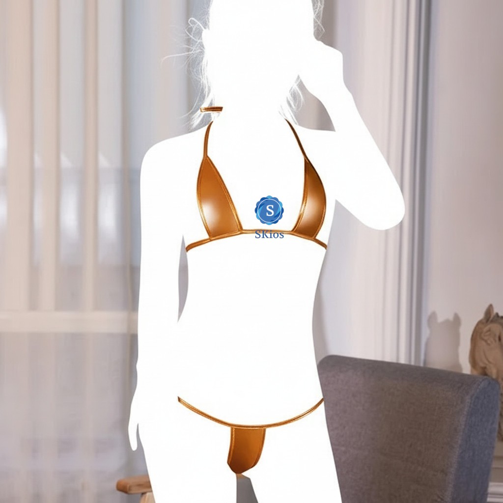 Lingerie Patent Leather Bikini Swimsuit Ikat Tali Bra + G String Set L192