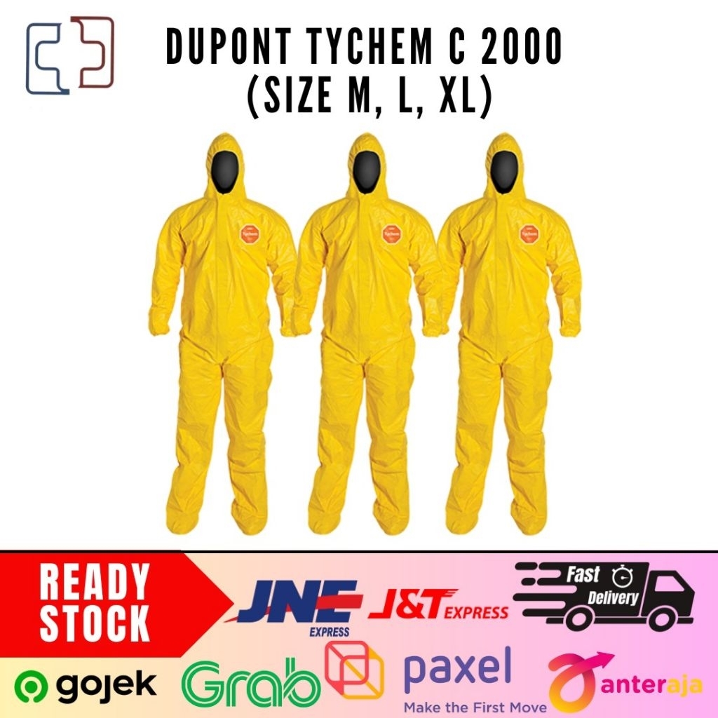 Hazmat Dupont Tychem C 2000 (Tychem 2000) Size M-XL