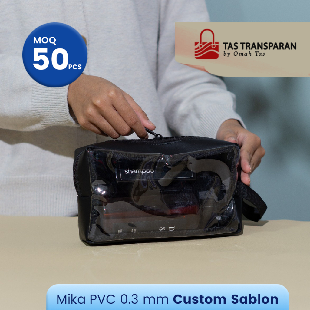 Pouch Washbag Transparan Custom Sablon | Tas Kosmetik Travel PVC 0.3mm – Toiletries Bag Souvenir